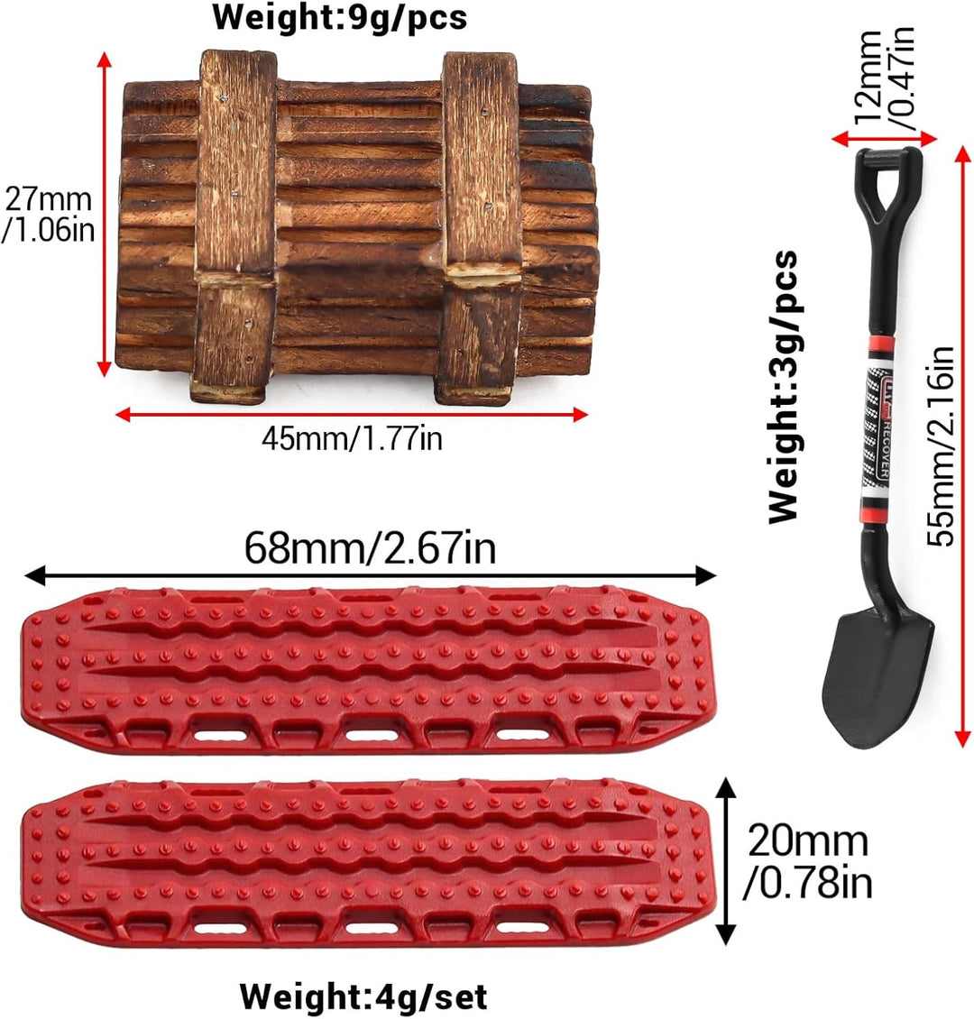 RC Crawler Car Dachdekoration 10-in-1 Tankaufbewahrungsbox, Gepäcknetz, Schaufel, Für Traxxas Desert