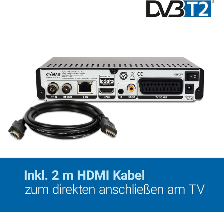 COMAG SL65T2 DVB-T2 Receiver, Freenet TV (Private Sender in HD), PVR Ready, Full-HD, HDMI, SCART, Me