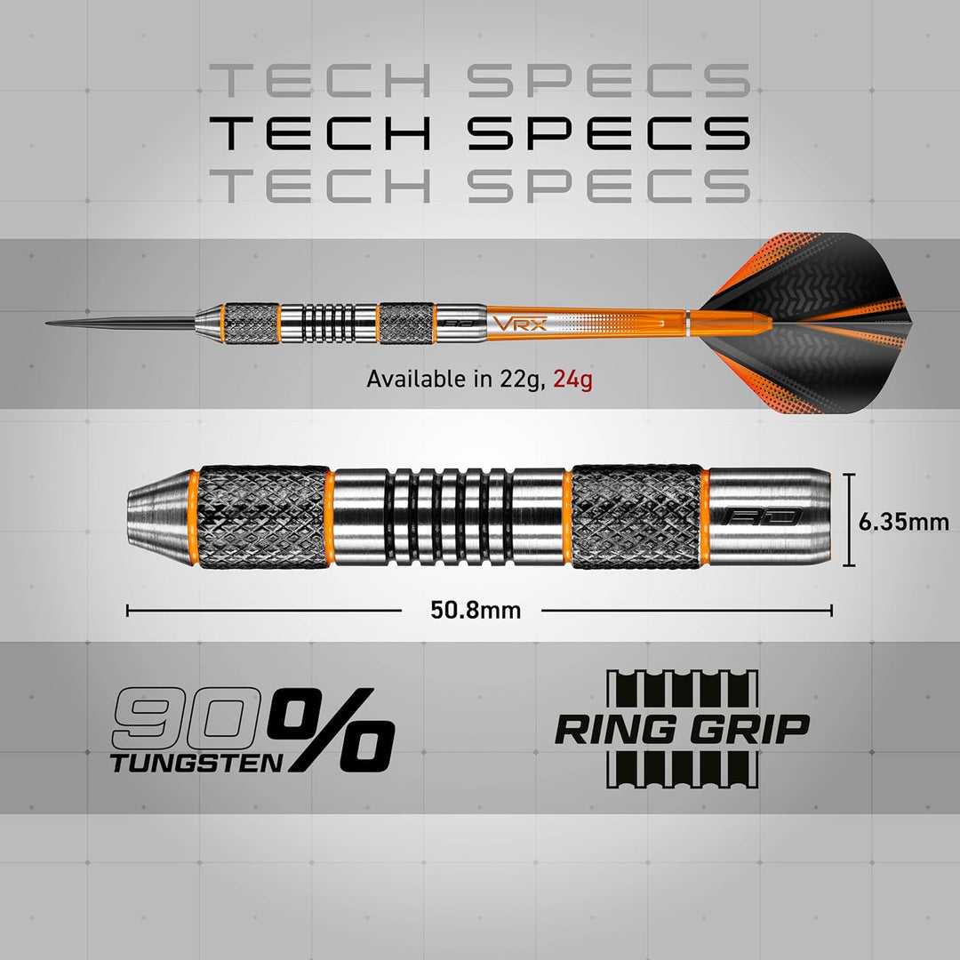RED DRAGON Amberjack Series Steel Profi Dartpfeile Steeldarts Set mit Flights und Schäfte 24.0 Gramm