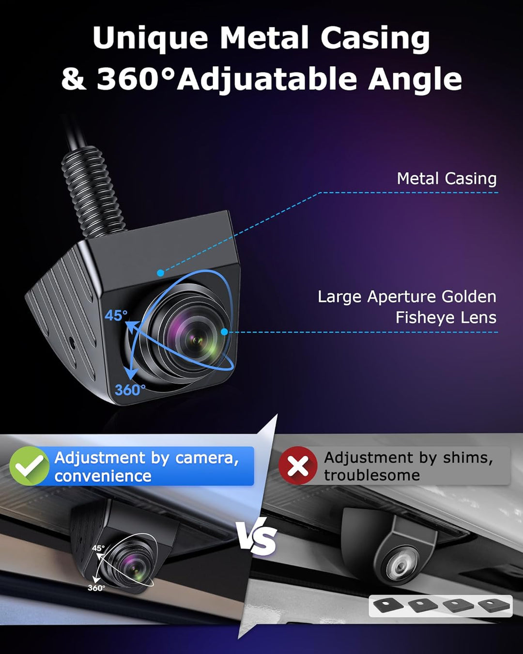180° Weitwinkel Rückfahrkamera AHD 1080P Auto ruckfahrkamera Metallgehäuse 360° Einstellbar OEM Look
