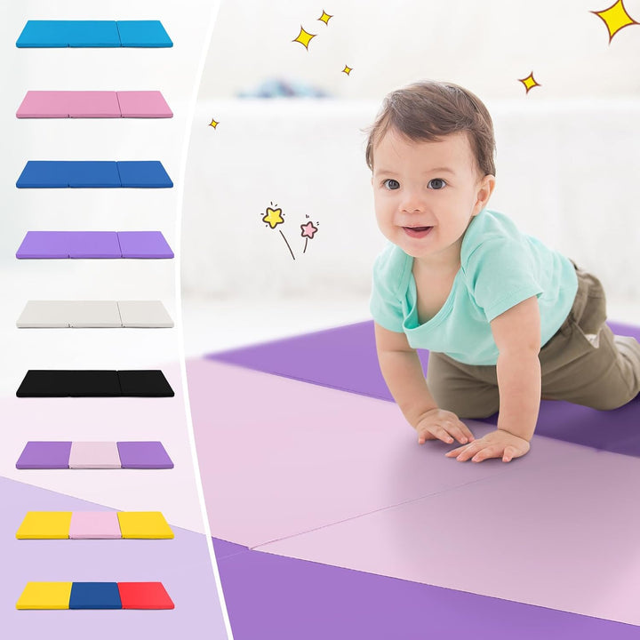 COSTWAY 180 x 60 x 5 cm Weichbodenmatte klappbar, Gymnastikmatte tragbar, Yogamatte wasserabweisend,