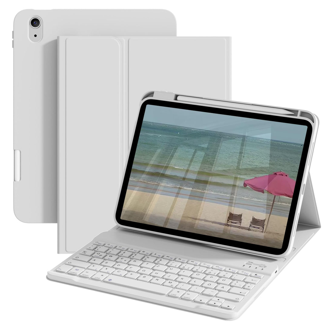 Hülle mit Tastatur für iPad A16 11 Generation2025/10 Generation 2022, (11/10.9 Zoll), 7-farbige Magn