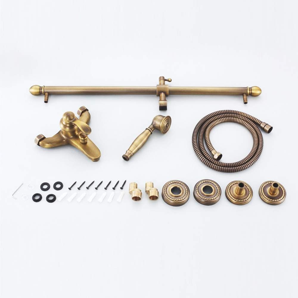 HomeLava Duscharmatur Wandmontage Einhand mit Handbrause in Antik Messing Mit Duschstange, Mit Dusch