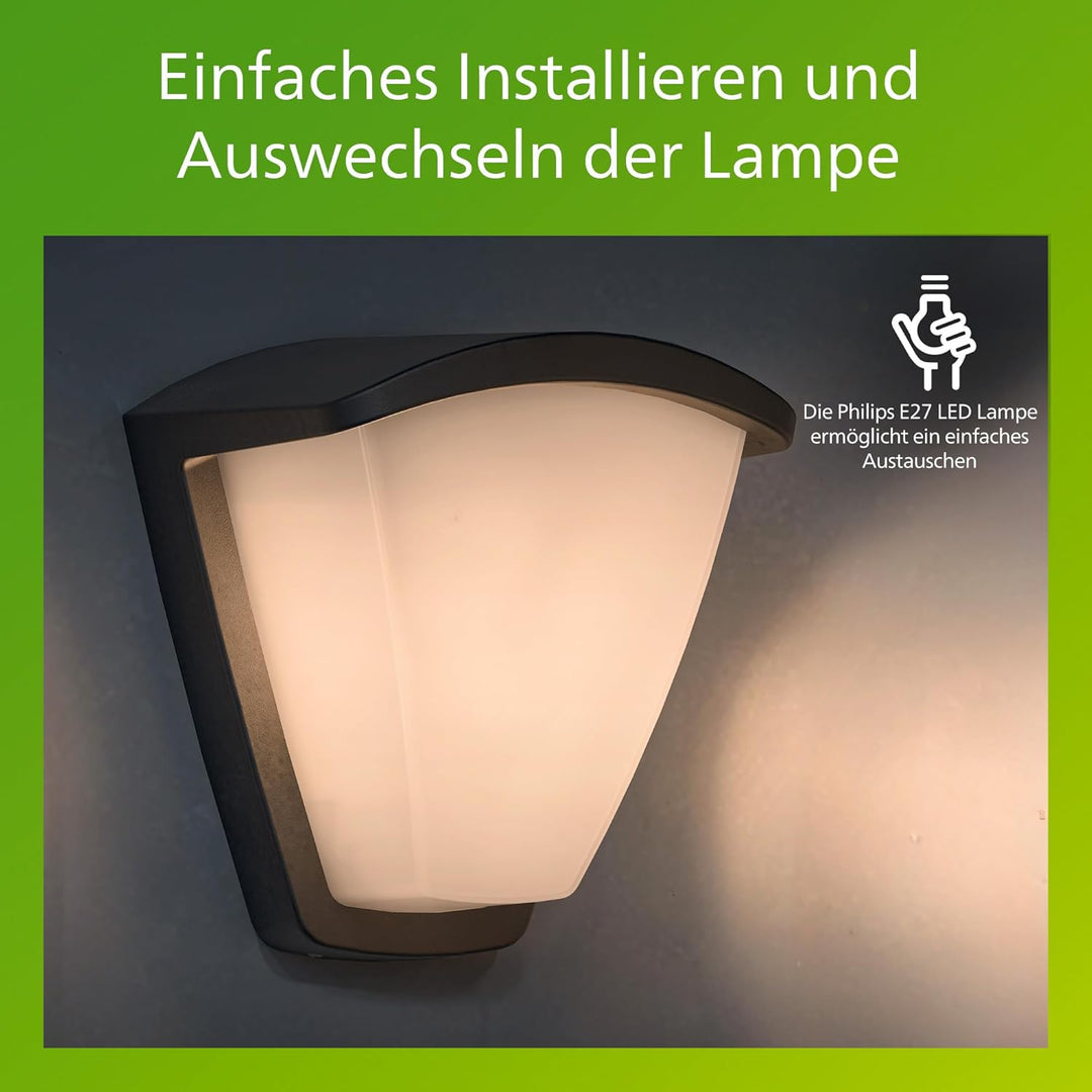 Philips myGarden Wandleuchte Kiskadee, 42W, anthrazit Ohne Bewegungsmelder, Ohne Bewegungsmelder