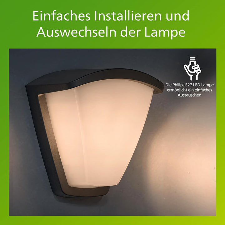Philips myGarden Wandleuchte Kiskadee, 42W, anthrazit Ohne Bewegungsmelder, Ohne Bewegungsmelder