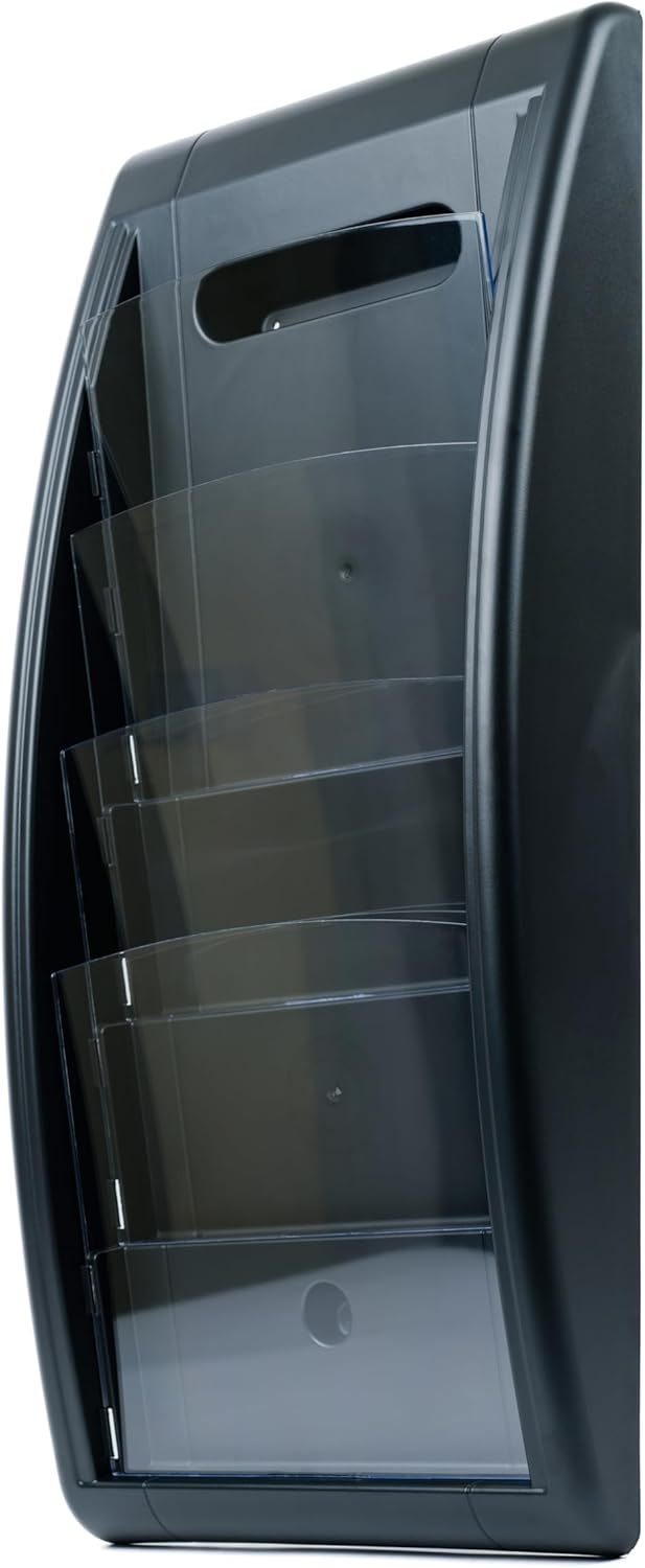 Fast Paper Quick Fit Prospekt-Wandhalter (5 x 1/3 A4 Fächer, B 18 x T 9,5 x 65 cm), schwarz