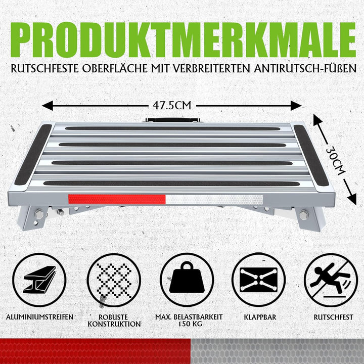 GARDTECH Wohnwagen Trittstufe, Aluminium Klapptritt Max Belastung 150 kg Höhenverstellbar für Carava