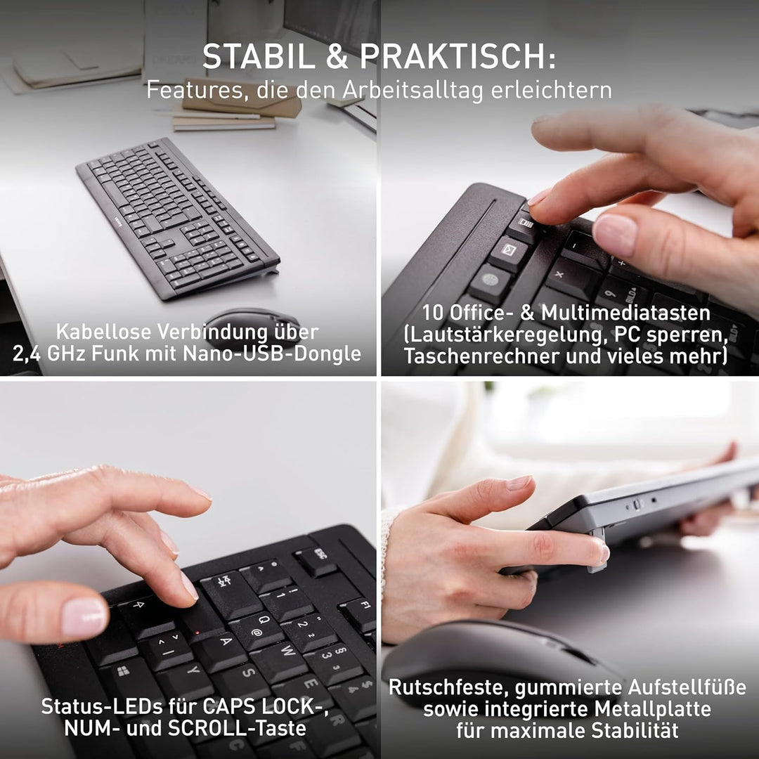 CHERRY STREAM DESKTOP RECHARGE, Kabelloses Tastatur-Maus-Set, Deutsches Layout (QWERTZ), 2,4 GHz Fun