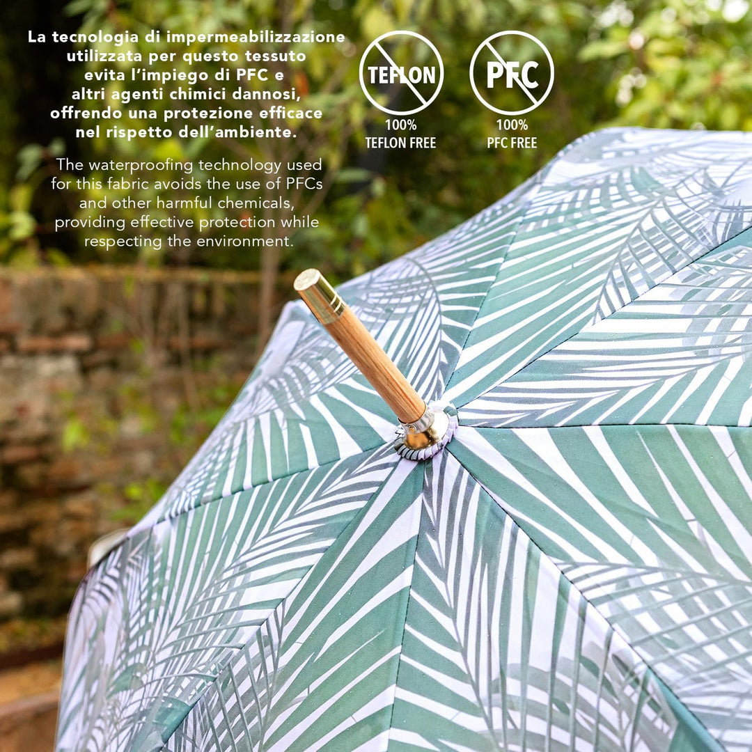 PERLETTI GREEN Regenschirm Gross Ökologisch Damen - Regen Stockschirm Automatik Eco Naturverbunden U