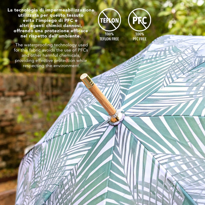 PERLETTI GREEN Regenschirm Gross Ökologisch Damen - Regen Stockschirm Automatik Eco Naturverbunden U