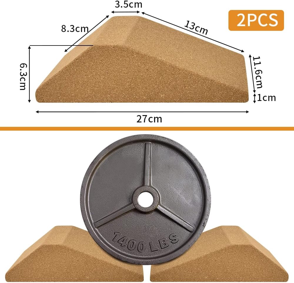 2er-Pack Kork-Kniebeugen-Keilblock Wadendehner Yoga block Rutschfest Kork Wadenstrecker schrägbrett
