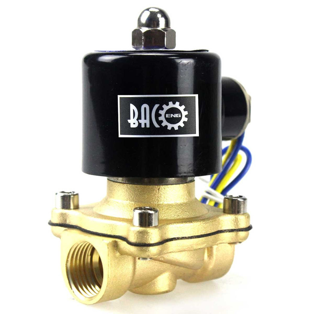 BACOENG DC12V 1/2" Messing/Edelstahl Elektrisches Magnetventil Wasser Gas NC(1/4" 3/4" 1")