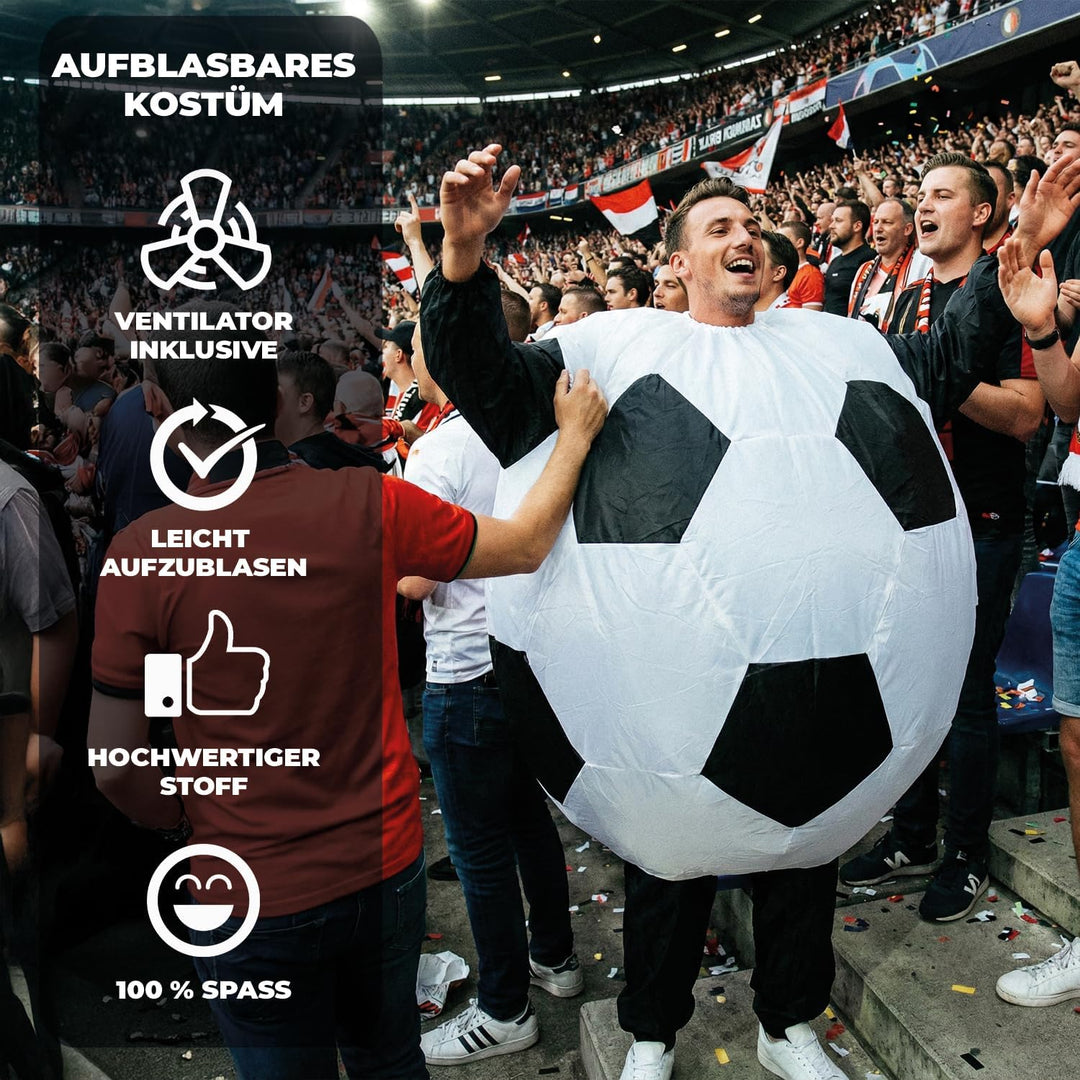 Aufblasbares Kostüm Fussball Soccer | Ausgefallenes Auflbaskostüm | Premium Qualität | Grösse Erwach
