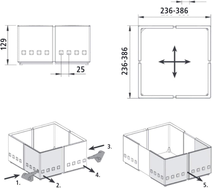 3er Set SO-TECH® CuisioFlex Trennwand Organisationsrahmen Aluminiumgrau/Weiss transluzent 3 Stück -