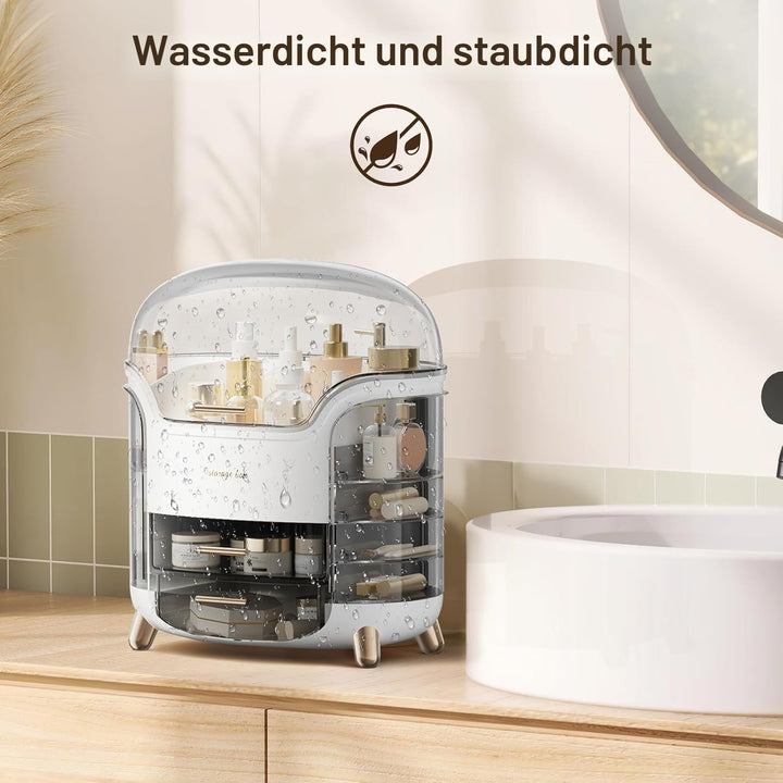 Schminktisch Organizer, Kosmetik Organizer mit Deckel & Schubladen, Grosse Make-up & Skincare Aufbew