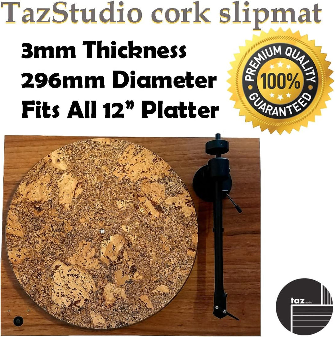 Premium Slipmat - Kork-Plattenspielermatte für bessere Klangunterstützung auf Vinyl-LP-Schallplatten