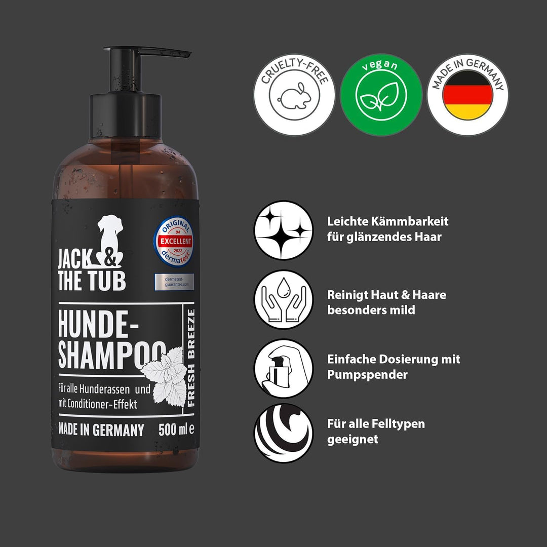 Jack & the Tub Hundeshampoo 500ml Caribbean Breeze - Black Edition, Hunde Shampoo mit Conditioner un