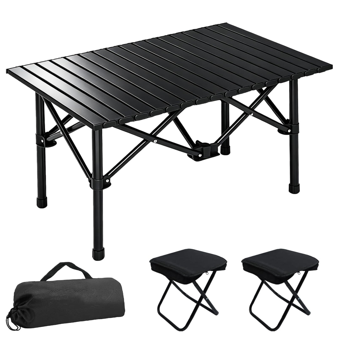 Campingtisch Klapptisch, Campingtisch Faltbar mit 2 Klappstühle | Campingtisch Klappbar mit Tragetas