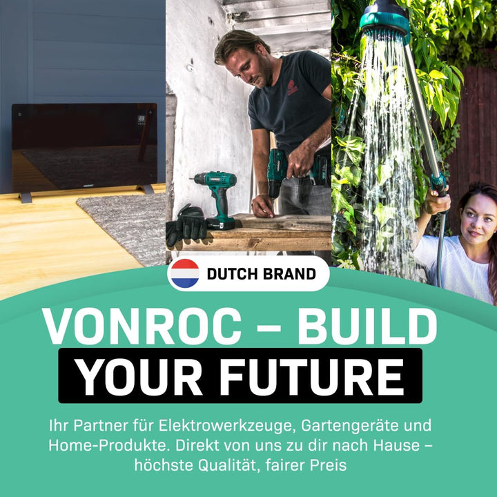 VONROC Regenfasspumpe Elektrisch - Tauchpumpe für Regenwassertonne 23V - 400W - 5200 l/h - Trockenla