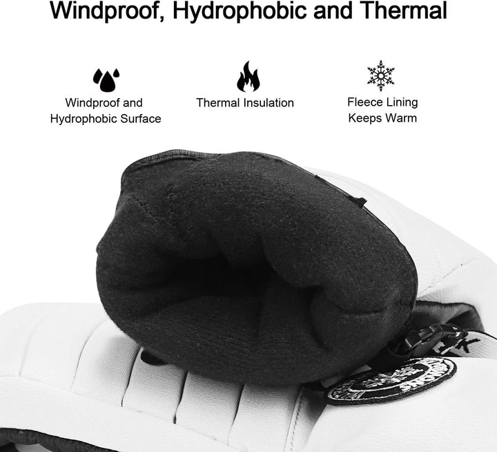 KUTOOK Skihandschuhe Ziegenleder Fäustlinge Wasserdicht Warm Winter Snowboard Handschuhe Winddicht W