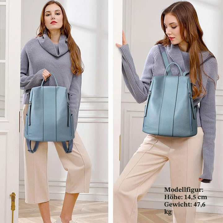 S-ZONE Damen Rucksack Echtleder Weiches Wasserdicht Anti Diebstahl Mode Rucksackhandtasche Casual Sc