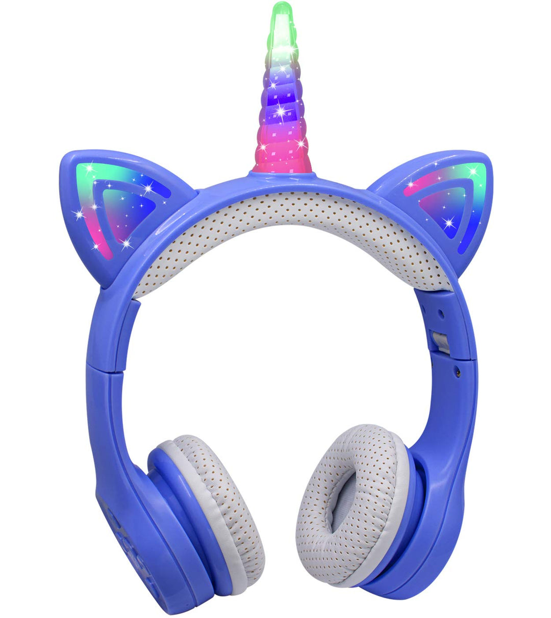 Einhorn Kopfhörer Bluetooth, Kabellos Over-Ear Headset mit LED-Beleuchtung, Stereo Sound, Mikrofon.