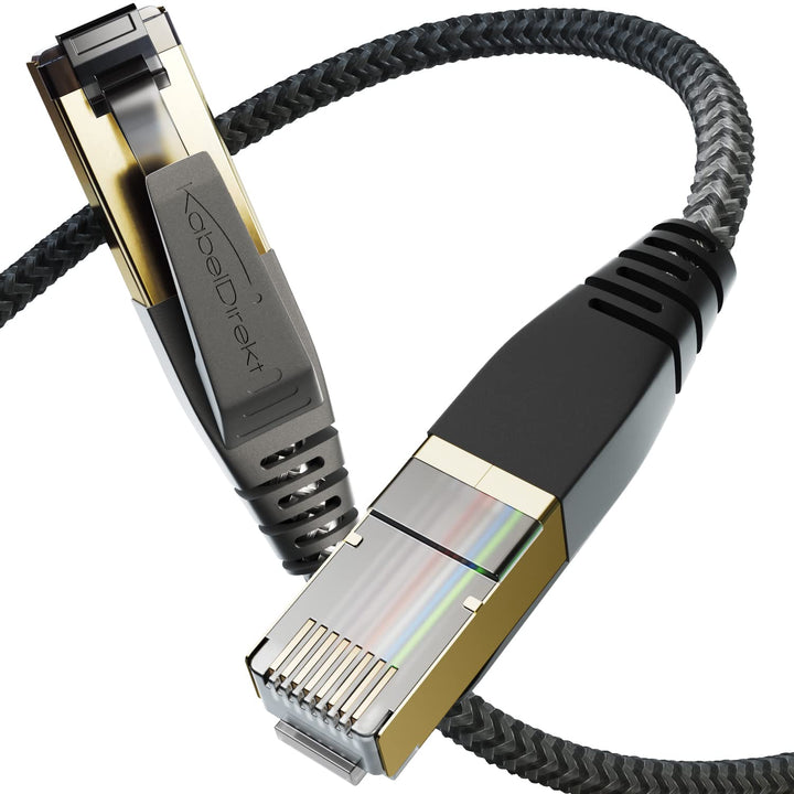 KabelDirekt – Cat 8 Netzwerkkabel mit flexiblem &amp; bruchsicherem Flechtdesign – 5m (LAN Kabel/Etherne