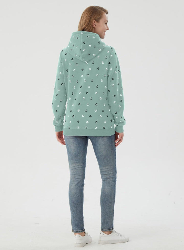 Newbestyle Jacke Damen Sweatjacke Vicky Zip Hoodie Grün Gedruckt M, Gr&#xFC;n Gedruckt M