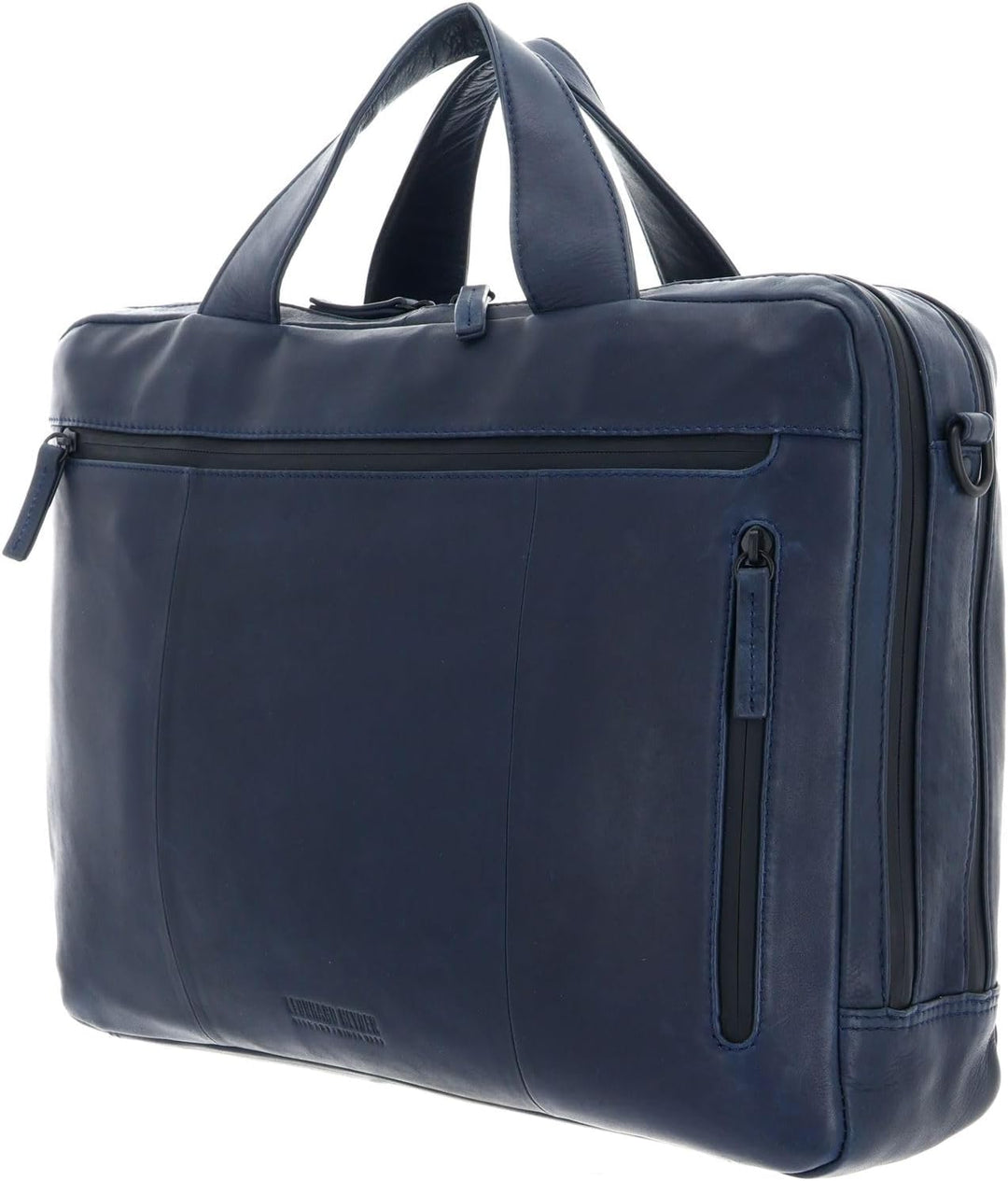 Leonhard Heyden Den Haag - Aktentasche 2 Fächer Leder 15" 40 cm Blau, Blau
