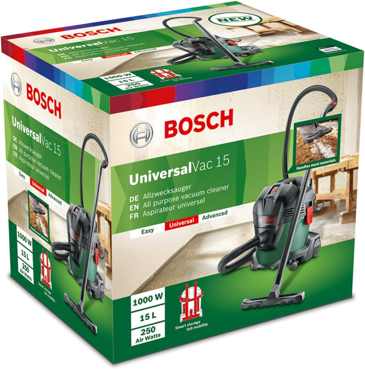 Bosch Nass- und Trockensauger UniversalVac 15 (1000 Watt, 15 Liter Behältervolumen, in Karton) + 5x