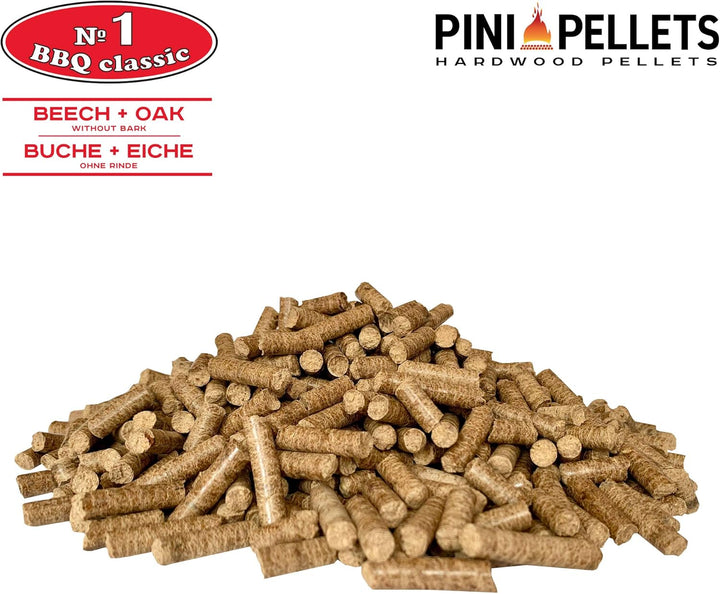 PINI Hartholz Pellets №1 BBQ Klassik 10 Kg Grillpellets zum Grillen Räuchern Smoken