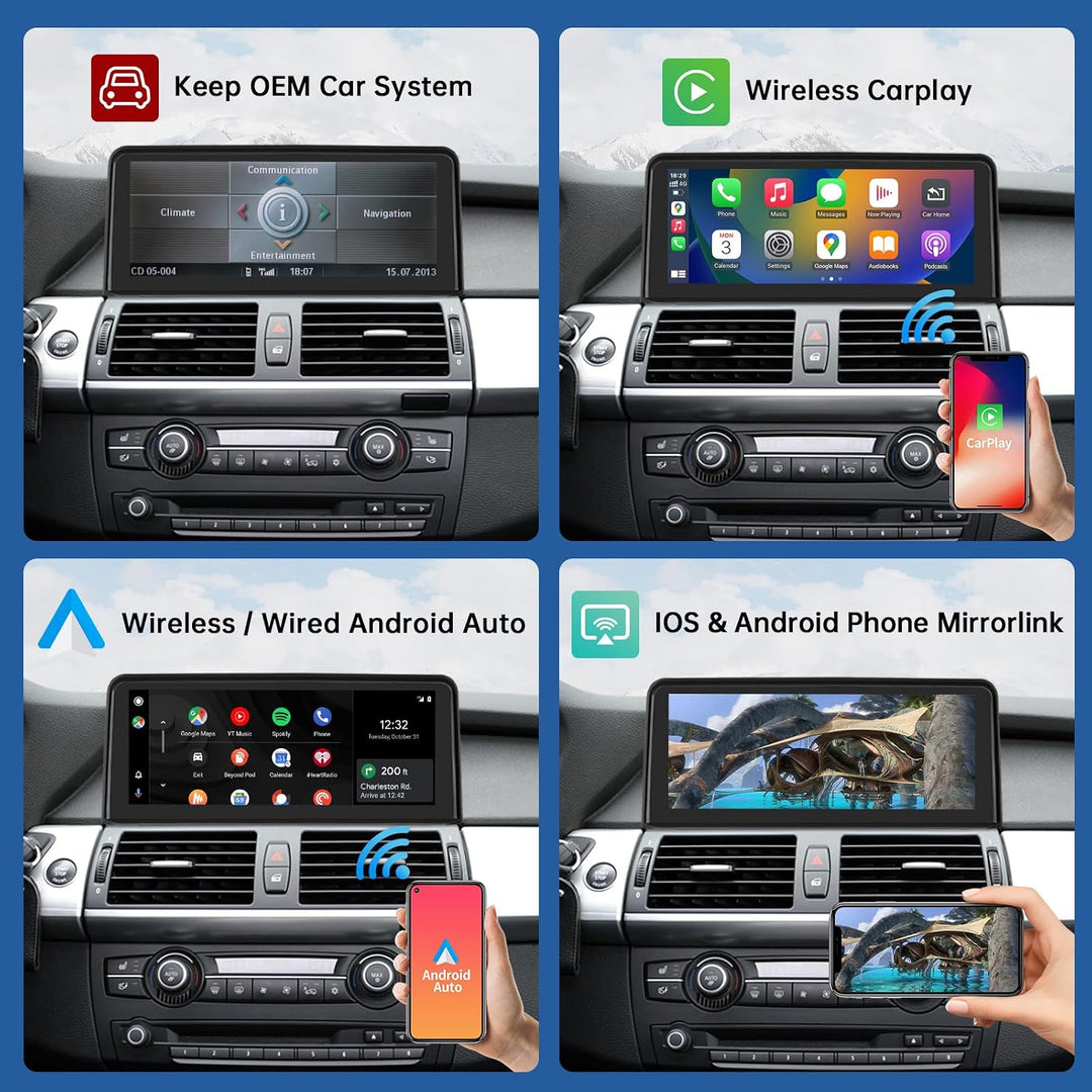 Road Top 10,25 Zoll Autoradio CarPlay für BMW X5 X6 Serie E70 E71 mit CCC | 2007-2009 Jahr, Linux HD