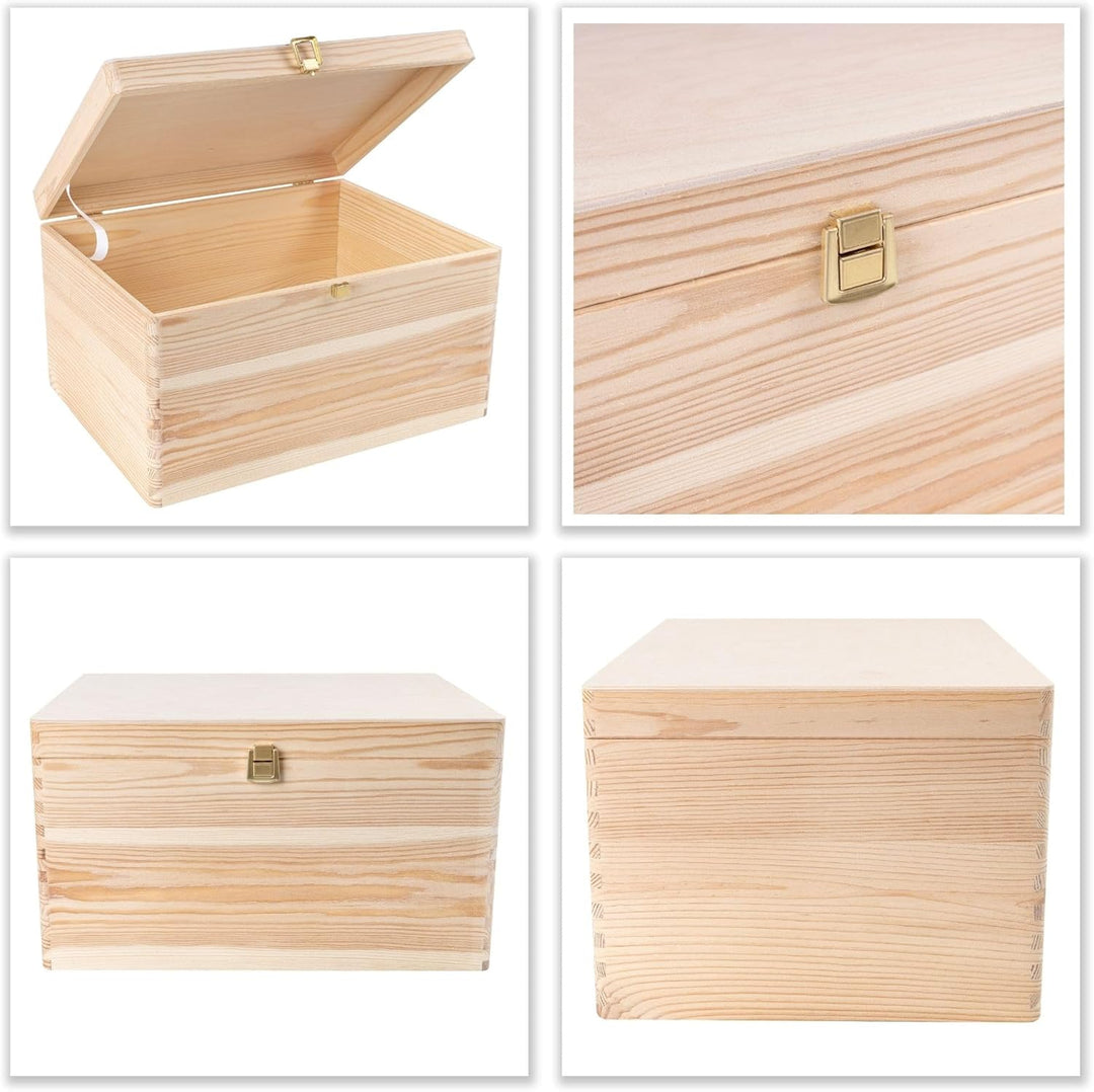 Creative Deco XXL Grosse Holzkiste mit Deckel und Schloss | 40x30x24 cm (+/-1cm) | Holztruhe Erinner