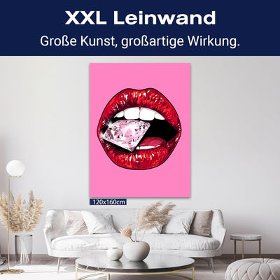 wandmotiv24 Leinwandbild 260 g/m² - Kunstdruck auf Leinwand - Wandkunst - Wandbild mit Frauen Lippen