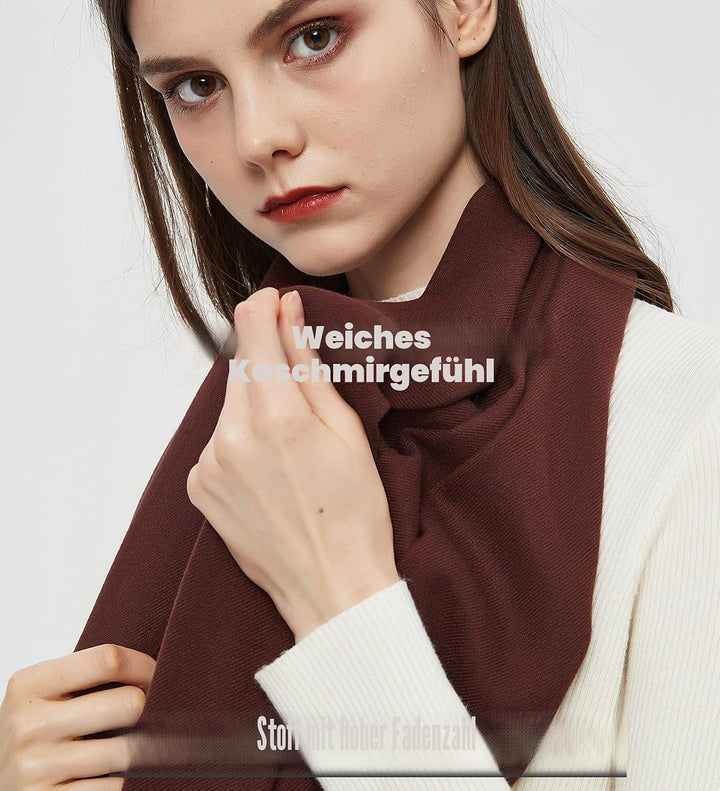 Pashmina Schals und Wraps Schals für Damen Hochzeit Party Winter Warme Lange Solid Color Braun, Brau