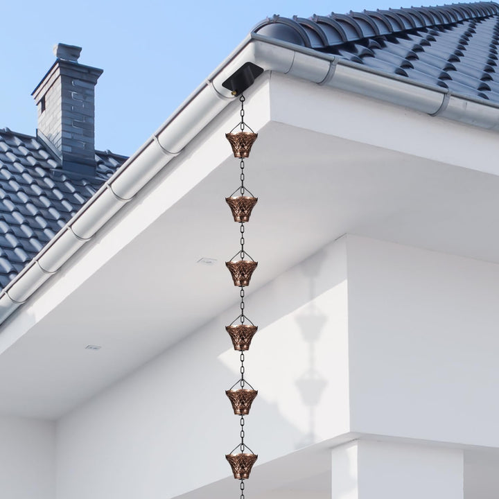 Adorafur Regenketten für Fallrohre, Kupfer, Regenfänger, Ersatz, dekorativer Garten, Regenwasserumle