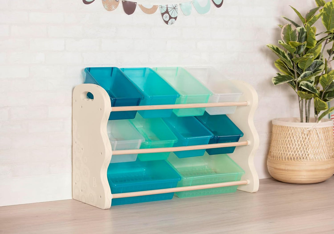 B. spaces – Kinderregal mit Aufbewahrungsboxen Spielzeugaufbewahrung Kinderzimmer aus Holz mit 10 Au