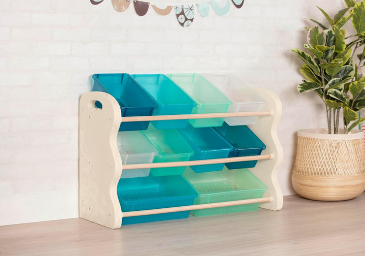 B. spaces – Kinderregal mit Aufbewahrungsboxen Spielzeugaufbewahrung Kinderzimmer aus Holz mit 10 Au