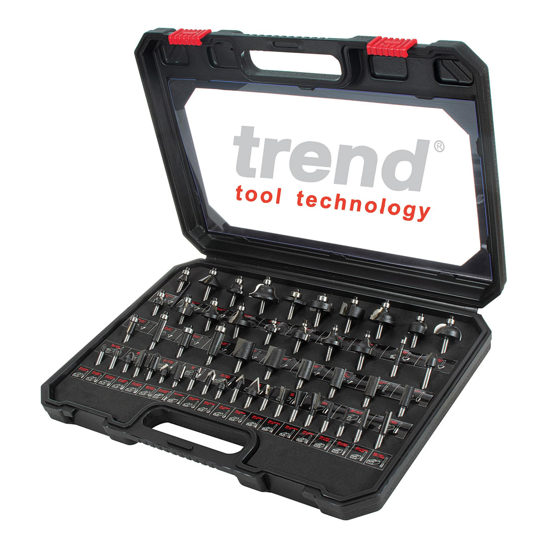 Trend Enterprises Trend Fräser-Bit-Starter-Set, 1/4-Zoll-Schaft, Wolframkarbidspitze, Aufbewahrungsk