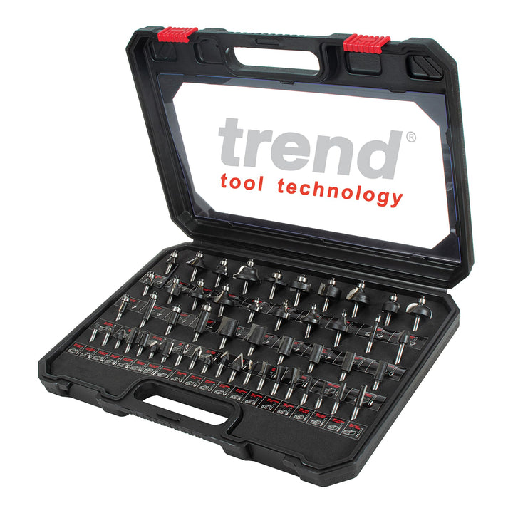 Trend Enterprises Trend Fräser-Bit-Starter-Set, 1/4-Zoll-Schaft, Wolframkarbidspitze, Aufbewahrungsk