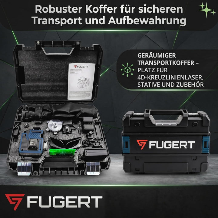 Kreuzlinienlaser 4D 360° 16 Linien Grün Selbstnivellierend | Fugert Kreuzlinienlaser Mit Stativ | 60