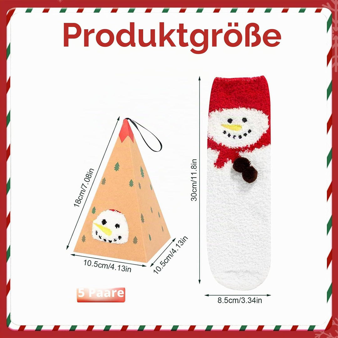 5 Paar Weihnachtssocken Kuschelsocken Damen Weihnachten Socken Flauschige Socken Christmas Socks Win