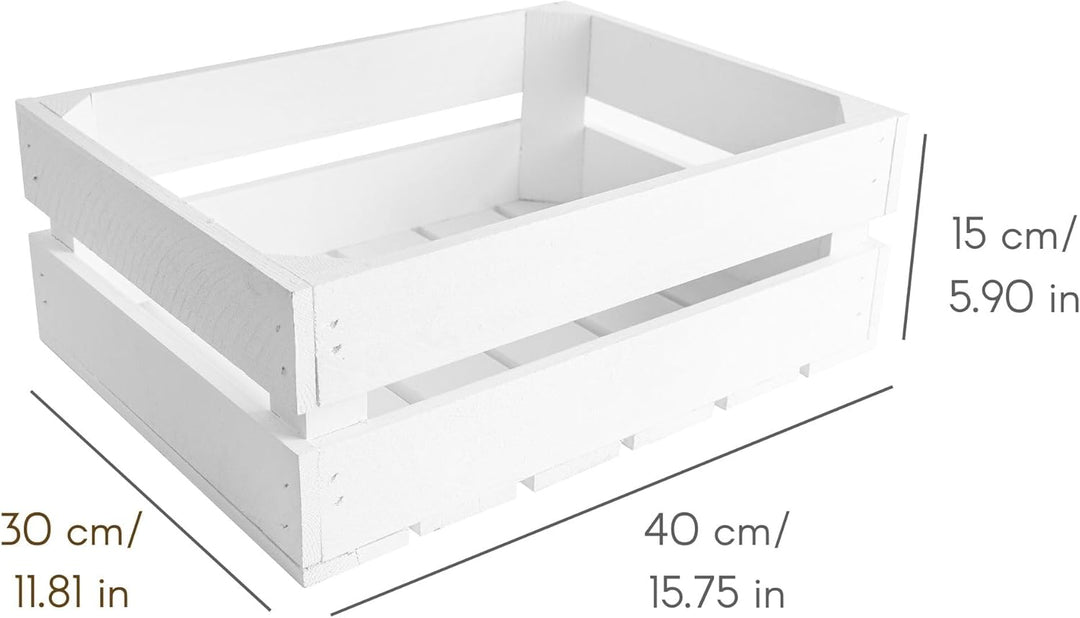 Creative Deco 3 x Holzkiste Weiss | 40 x 30 x 15 cm | Weinkisten Set Obstkiste Holz | Vintage Holzbo