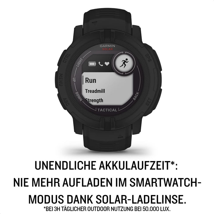 Garmin Instinct 2 Solar Tactical – robuste GPS-Smartwatch mit unendlicher Akkulaufzeit im Smartwatch