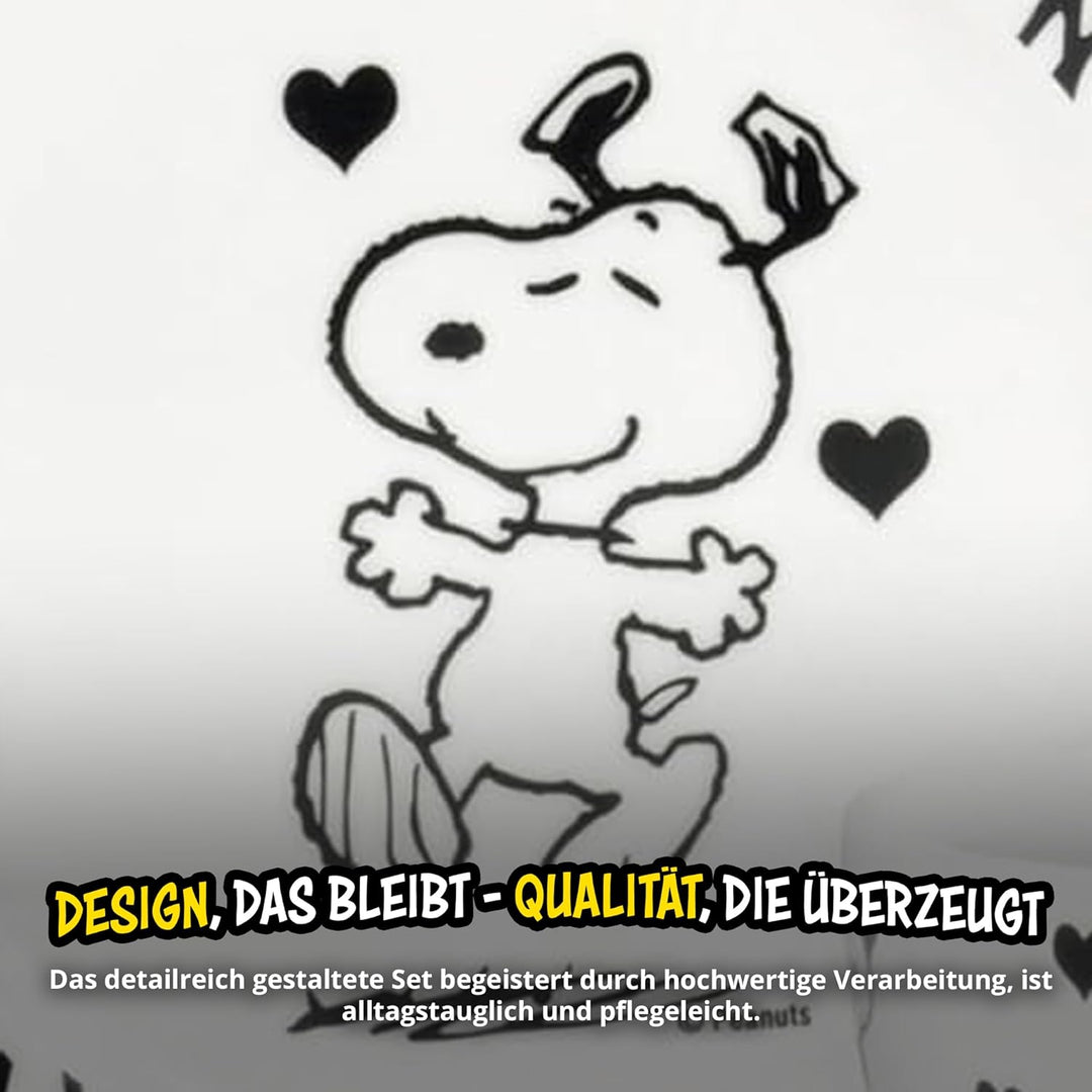 United Labels Snoopy Frühstücksset Kinder, Snoopy yumm, Geschirr Set Porzellan, 3-teilig mit Teller,