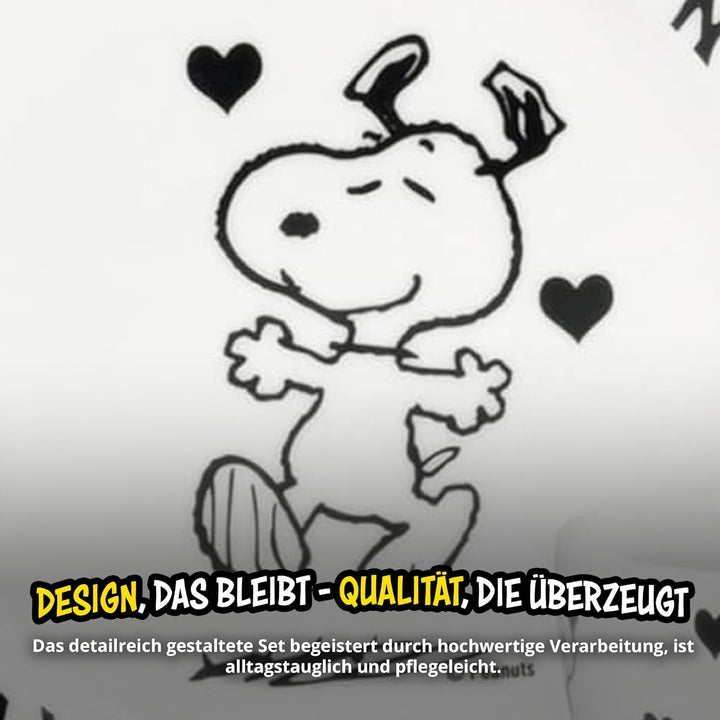 United Labels Snoopy Frühstücksset Kinder, Snoopy yumm, Geschirr Set Porzellan, 3-teilig mit Teller,