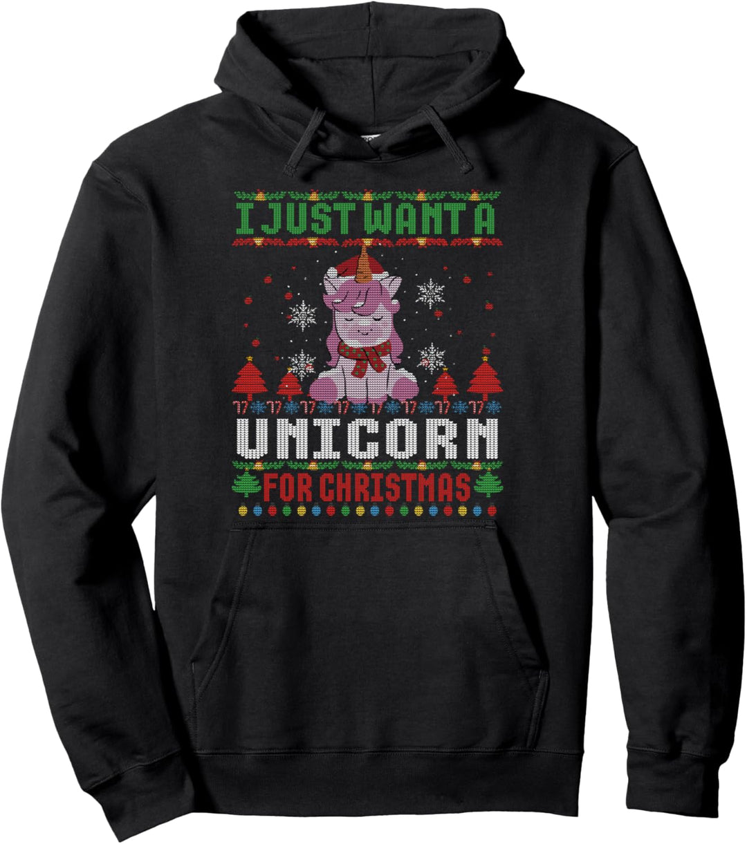 Ich will nur ein Einhorn für hässliche Weihnachtspullover Weihnachten Pullover Hoodie