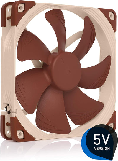 Noctua NF-A14 5V, Leiser Premium-Lüfter mit USB Stromadapterkabel, 3-Pin, 5V Version (140mm, Braun)