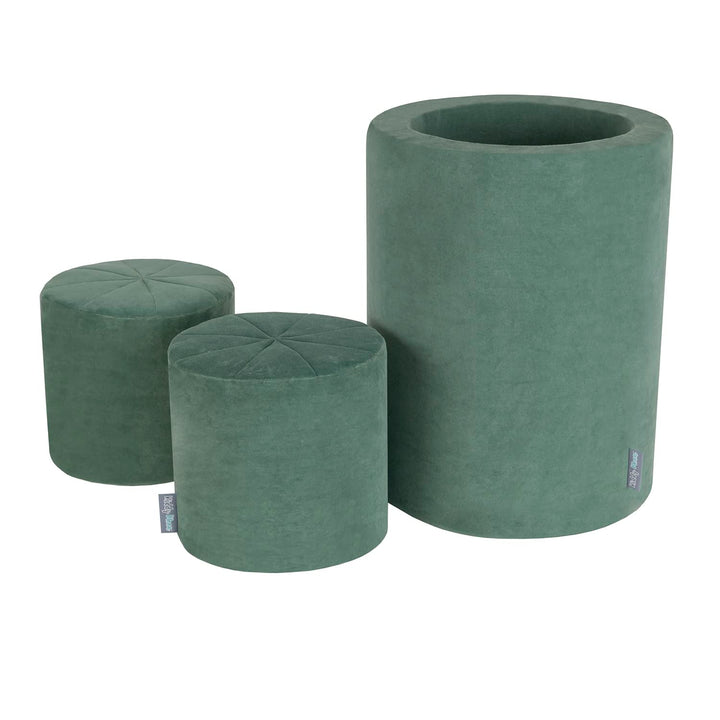 KiddyMoon Spielplatz Velvet Aus Schaumstoff Für Babys Spielbad Hindernisläufen, Fass/Puff/Puff, Wald
