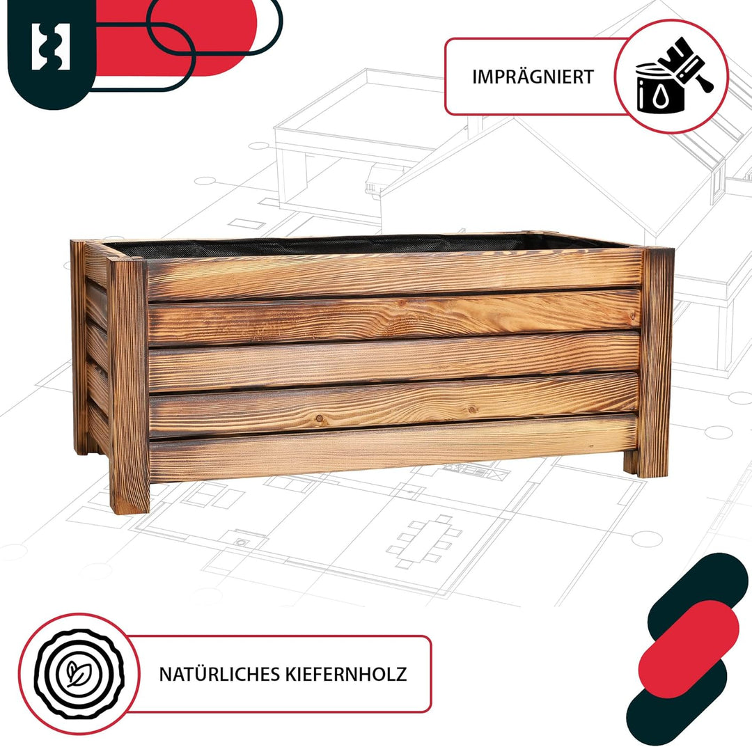 KOTARBAU® Blumenkasten - 60 x 33 x 25 cm - Pflanzkasten mit Vlies - Pflanzkübel gross aussen - Balko